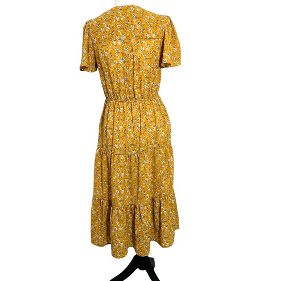 Monteau Yellow Floral Button-Up Midi Dress - Picture 3 of 5